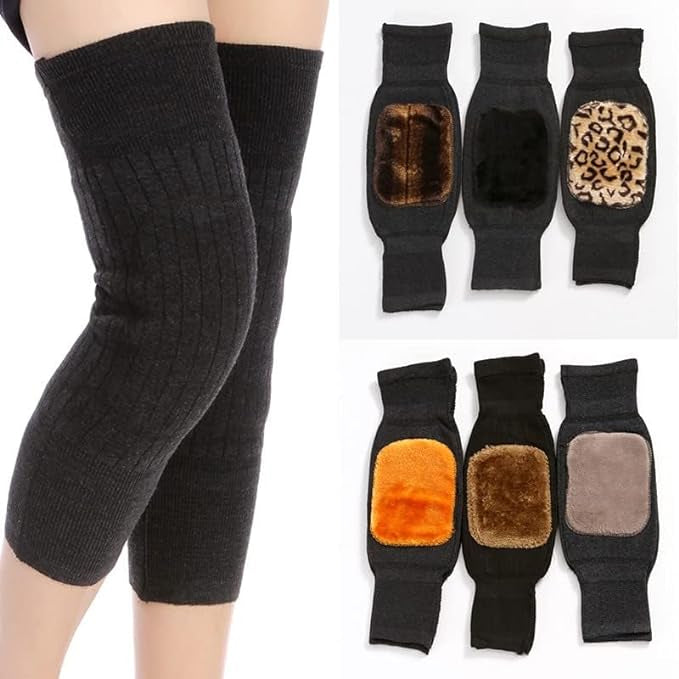 Woolen Leg Warmers Women Winter Warm Fur Leg Warmers Over Knee High Fingerless Socks- Unisex