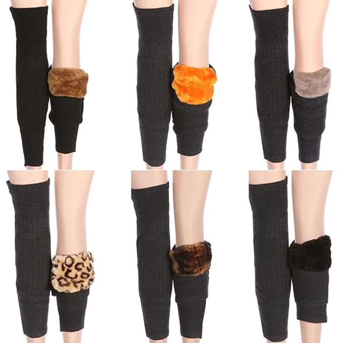 Woolen Leg Warmers Women Winter Warm Fur Leg Warmers Over Knee High Fingerless Socks- Unisex