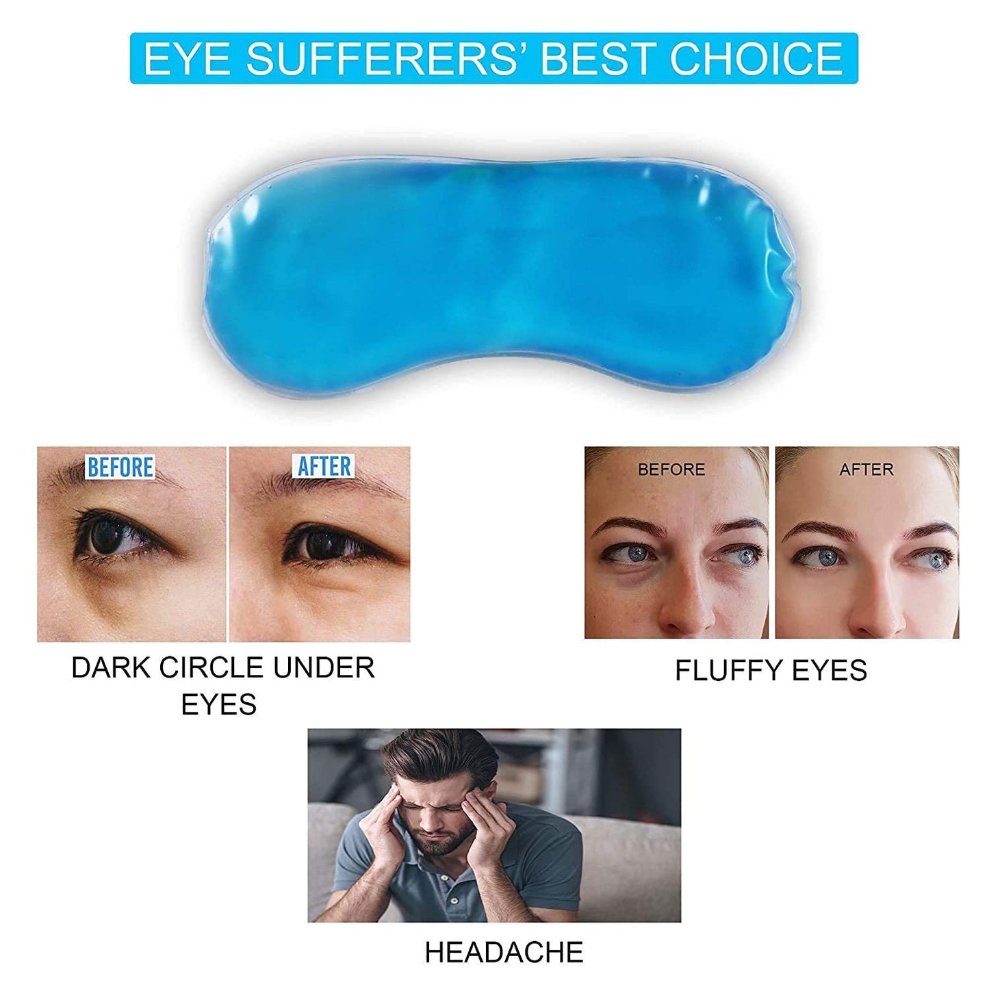 Buy 1 Get 1 Free Noise Reduction for Sleeping Cooling Gel Relaxing Eye Mask for Dark Circles, Dry Eyes, Cooling Eyes, Pain Relief, Redness, Eye Patches, Sleeping Cool Pad Suitable for All Family Members| Sleeping Eye Cover