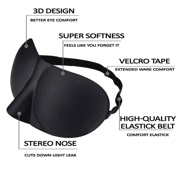 3D Sleeping Mask Eyepatch Block Out Light Soft Paded Sleep Rest Relax Aid Cover Patch Blindfold Face Shade Eyeshade Eyes Patchs