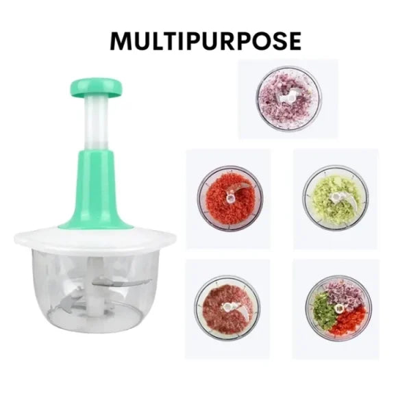 Manual Hand Push Chopper | Multi-functional Vegetable Meat Grinder, Grater, Chopper – 2 Liter (random Color)