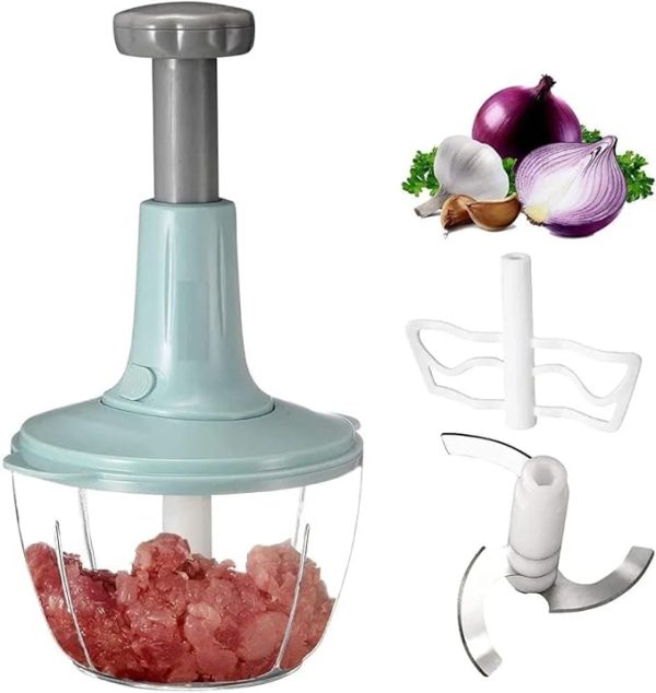 Manual Hand Push Chopper | Multi-functional Vegetable Meat Grinder, Grater, Chopper – 2 Liter (random Color)