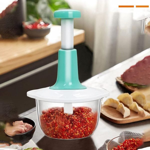 Manual Hand Push Chopper | Multi-functional Vegetable Meat Grinder, Grater, Chopper – 2 Liter (random Color)