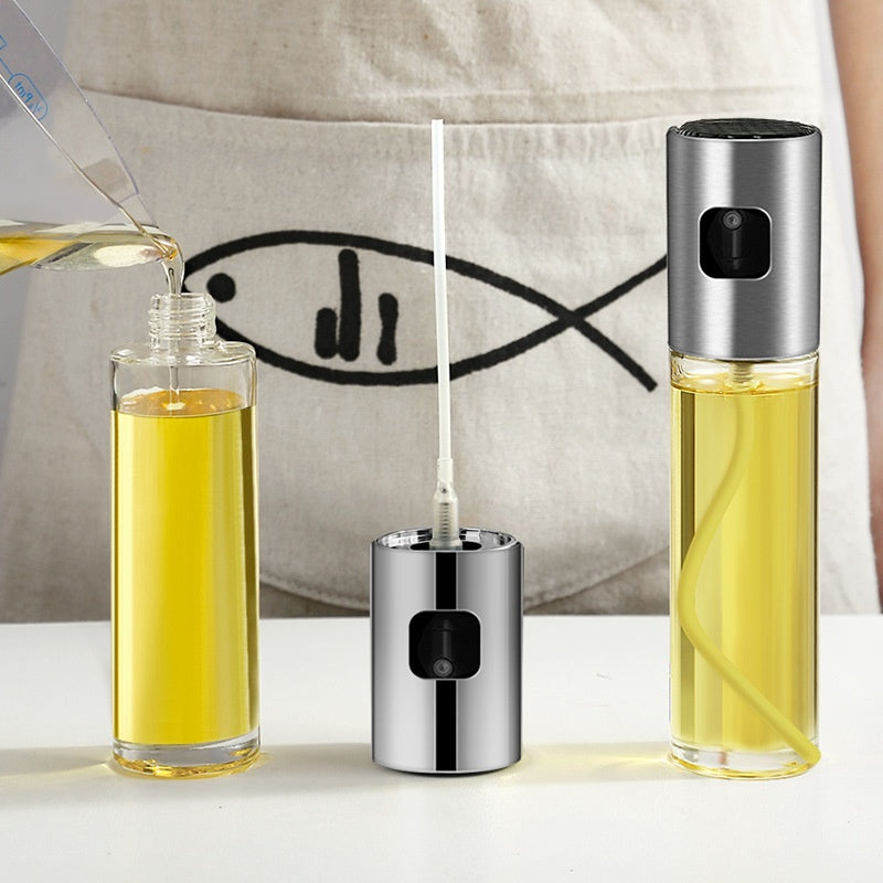 1pc 100ML Olive Oil Sprayerl, Stainless Steel Spray Bottle Spray, Kitchen Cooking Oil Spray, Glass Oil Can